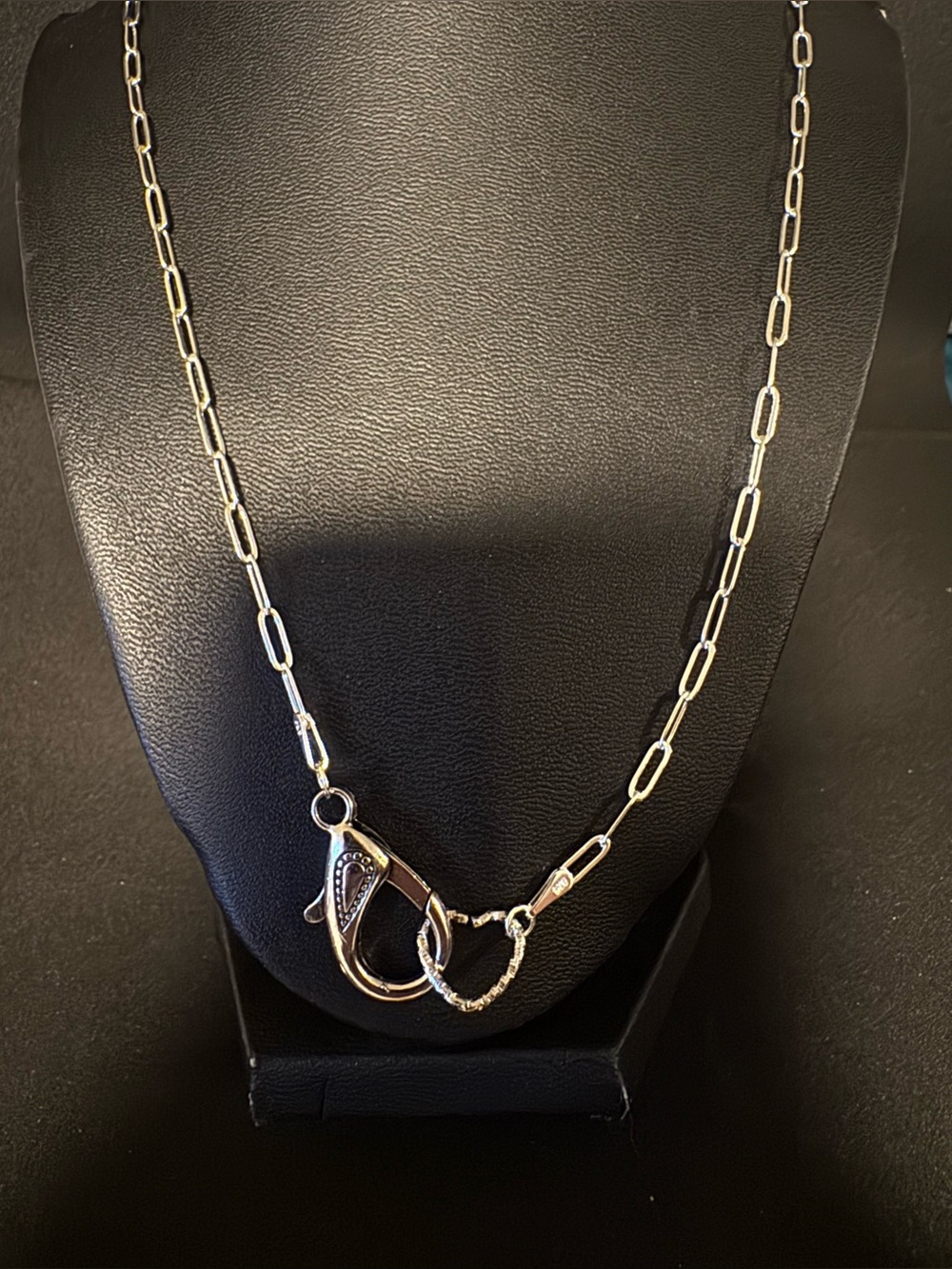 Handcrafted Silver Paperclip Chain Necklace with paisley print Clasp